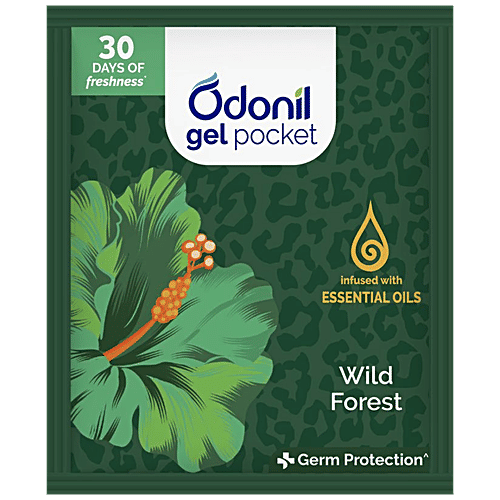 Odonil Gel Pocket - Wild Forest, Long-Lasting Fragrance, Provides Germ Protection, 10 g