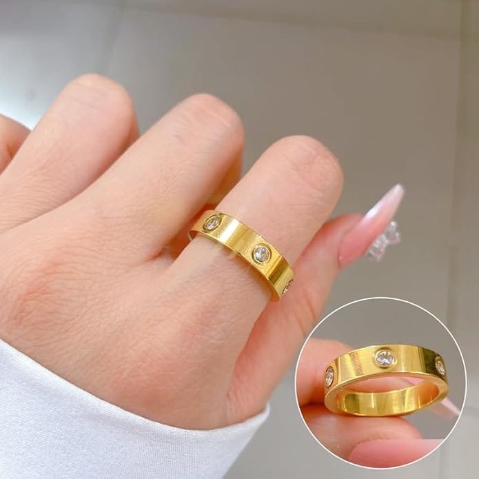 Love band ring (with stones )-Stainless Steel / 7
