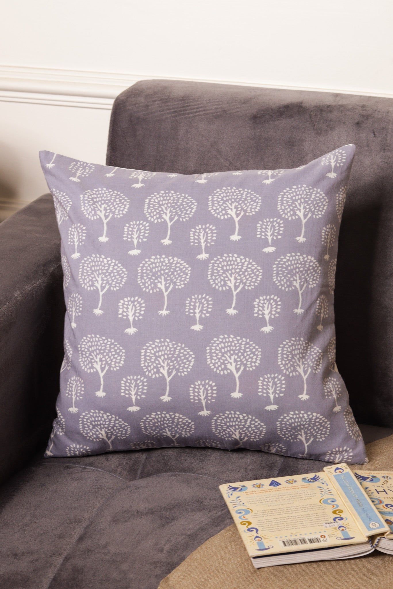 Ficus Cushion Cover - Block Printed-Set of 3 / 40 x 40