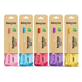 DENCRUS Orby Plus Bamboo Toothbrush For Adults (Red, Blue, Yellow, Lavender, Pink), Natural Soft Bristles