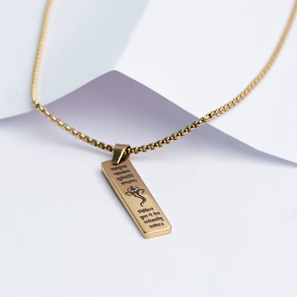 Ganpati Bappa Shlok Tag Necklace-22k Gold Plated