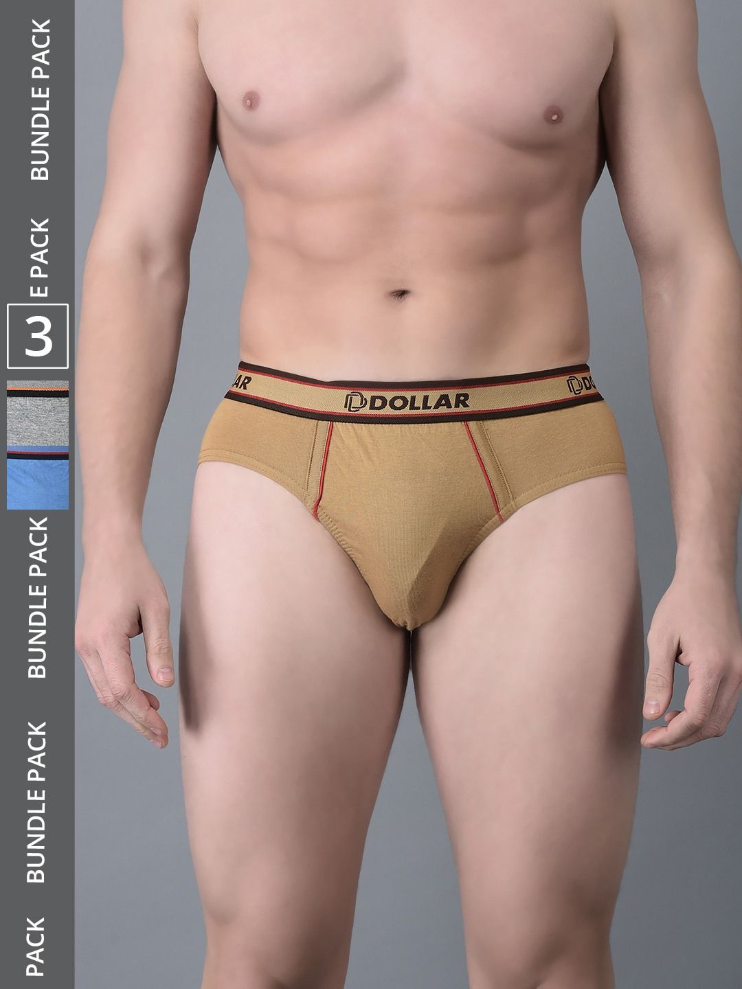 Men's Assorted Pack of 3 Combed Cotton Solid Brief With Anti-Microbial Odour Control