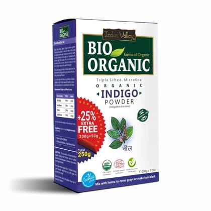 Indus Valley Bio Organic 100% Organic and Herbal Indigo Powder, for Natural Hair Coloring, Arrests Early Greying & Protects hair from Damage - 250g Indus Valley Bio Organic 100% Organic and Herbal Indigo Powder, for Natural Hair Coloring, Arrests Early G