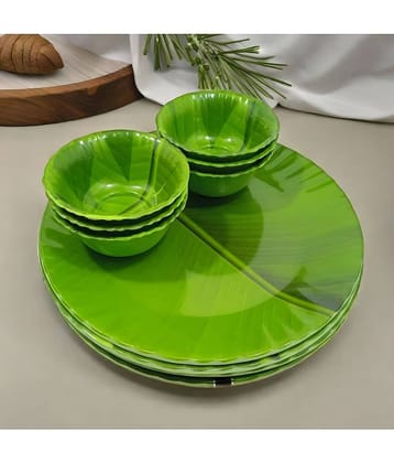 Inpro Melamine Dinnerware Set Green Melamine Dinner Set ( Pack of 12 )