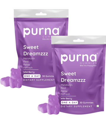 Purna Gummies Melatonin Wild Berry Gummies for Adults & Kids, Sleep Well, Reduced Stress (Pack of 2)