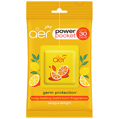 Godrej Aer Power Pocket Bathroom Fragrance - Tangy Delight With Germ Protection, Long Lasting, 10 g