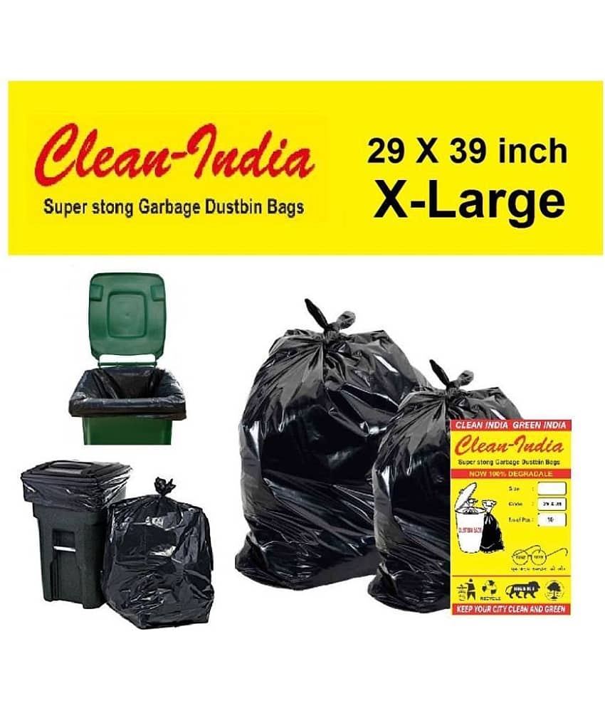 C-I X-Large 20 pcs - 29 Inch X 39 Inch | Black Disposable Garbage Trash Waste Dustbin Bags for 73cm x 99cm | pack of 2 X 10 bags - total 20pcs