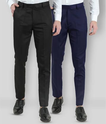 VEI SASTRE - Multicolored Polycotton Slim - Fit Men's Formal Pants ( Pack of 2 )