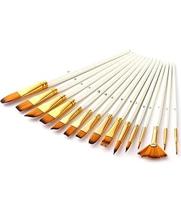 ECLET Craft White Synthetic Assorted Hair Mix Paint Brushes Set of 12 Professional Round Pointed Tip Nylon Hair Artist Acrylic Paint Brush for Acrylic/Watercolor/Oil Painting