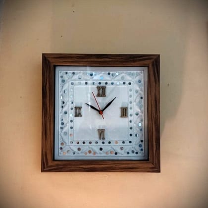 Kutch Lippan Mud & Mirror Work Wall Clock Square
