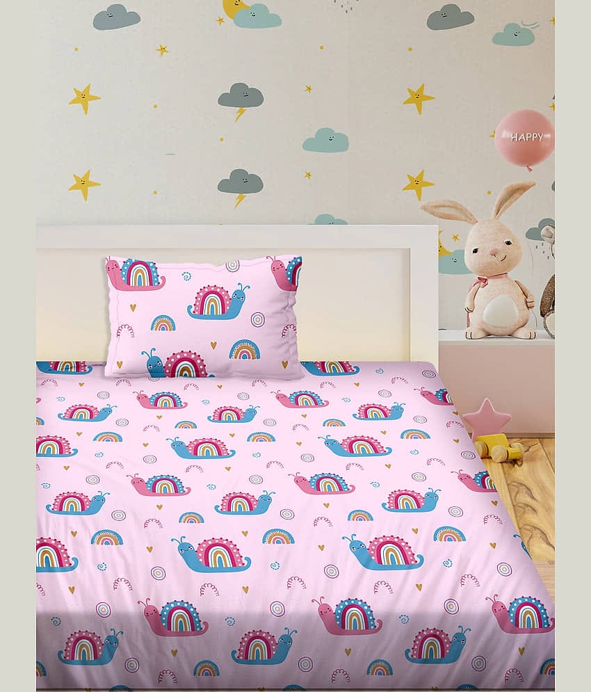 Bella Casa Cotton Single Bedsheet ( Pink )