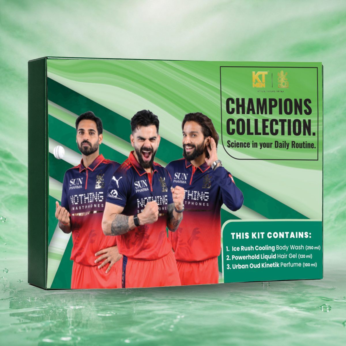 KT Men Champions Collection Gift Box, The Ultimate Grooming Trio for Champions 