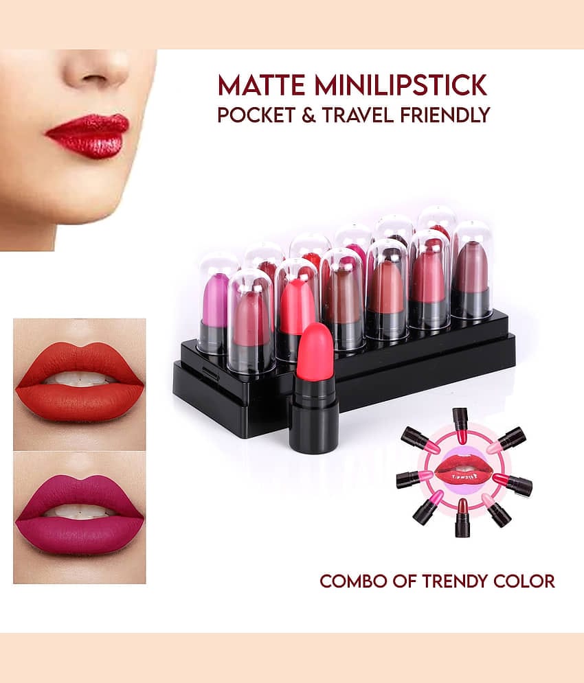 Pinner Multicolor Matte long stay Mini Bullet Lipstick (Set of 12)