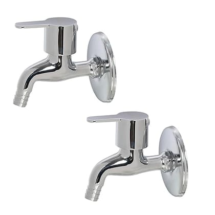 Prem's Brass Disk and Brass Body with Chrome Plating Nozel/Nozzle Tap/with Wall Flange and Teflon Tape/Tap for Washing Machine/Garden/Pipe Connection Tap/Washing Machine Pipe Connector (Pack of 4)