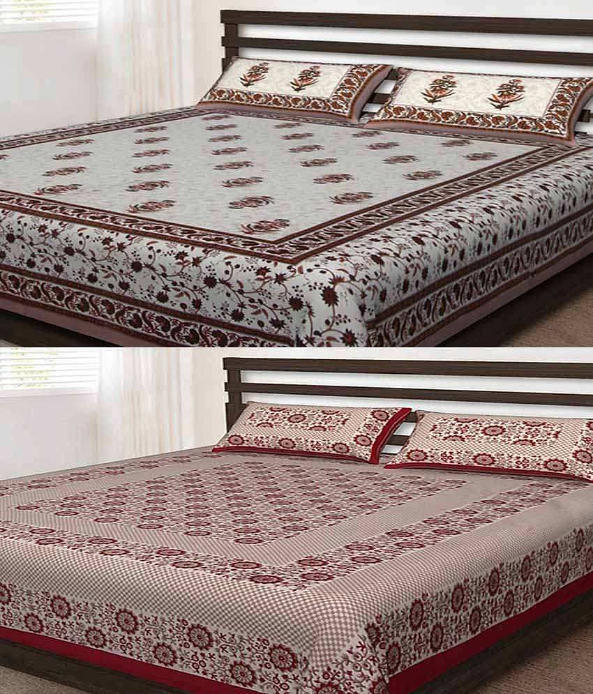 Uniqchoice Cotton Double Bedsheet ( Multi )