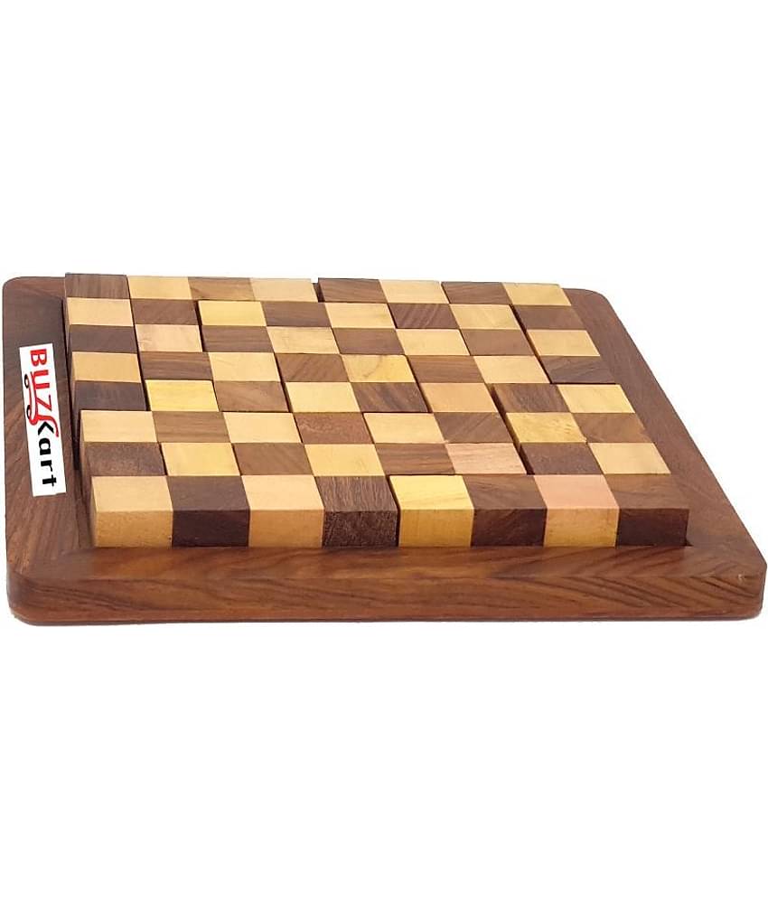 BuzyKart® Handmade Indian 13-Pieces Chess Board Style Jigsaw Puzzle Game - Wooden Toy Game - Brain Teaser
