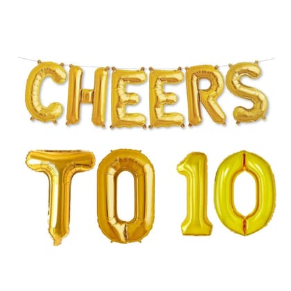 Balloonistics Cheers to Ten Foil Balloon Combo Number 10 Foil Balloon for Birthday and Anniversary