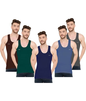 INNERO Pack of 5 Cotton Basic Vest For Men ( Multicolor )