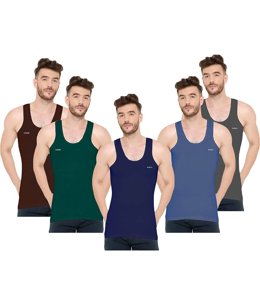 INNERO Pack of 5 Cotton Basic Vest For Men ( Multicolor )