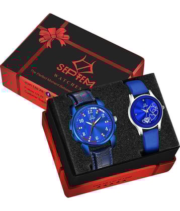 Septem Blue Leather Analog Couple's Watch