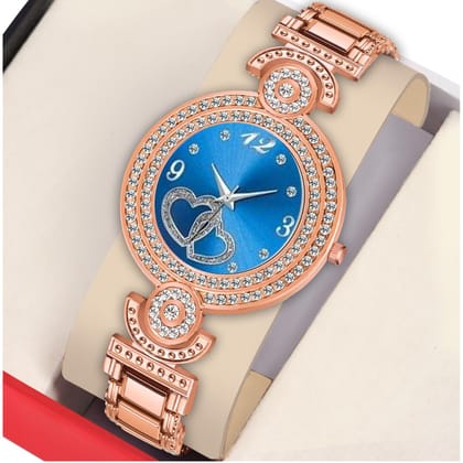 Bolun Blue Heart Dial Rose Gold BD Girls and Women Watch