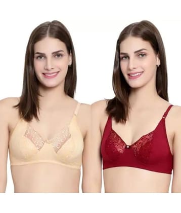 Kiran Enterprises Pack of 2 Lace Non Padded Women's Everyday Bra ( Multicolor )