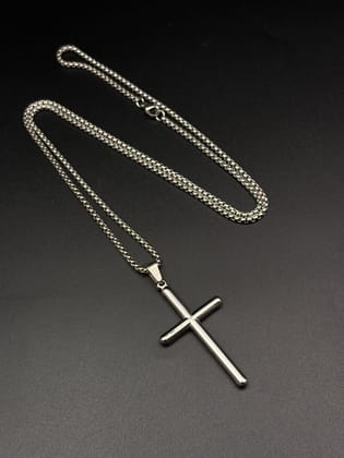 Holy 3 D Cross Necklace-Silver