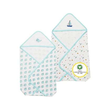 Hooded Cotton Baby Blanket | Set of 2