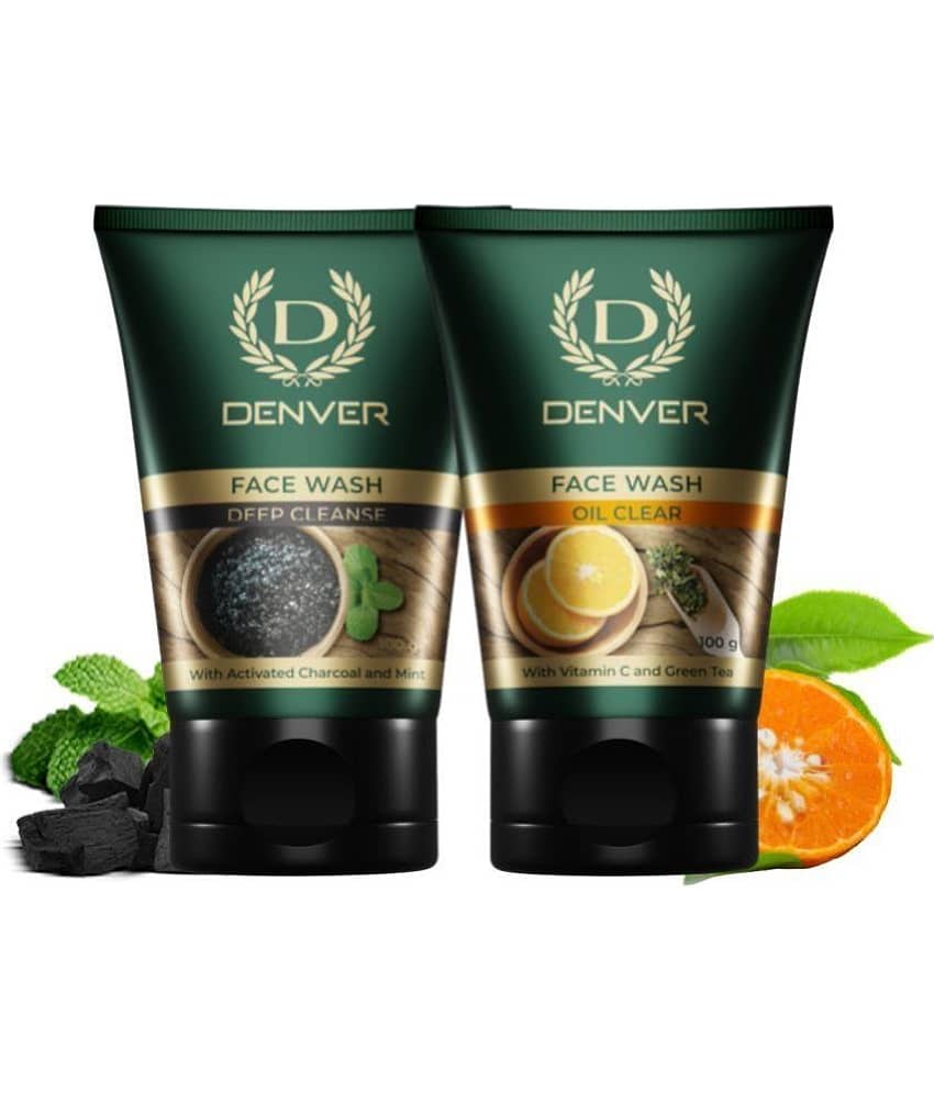 Denver Acne Clear Face Wash for Men - 100GM Each (Pack of 2)
