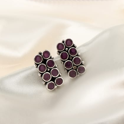 Polki Stud Earrings-Pink