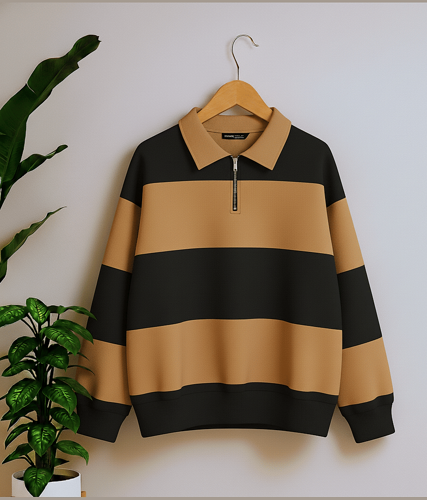 Try This Cotton Blend Polo Collar Men's Sweatshirt - Brown ( Pack of 1 )