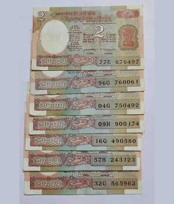 Most Rare 2 Rupee Satellite 7 Notes Signed By M Nanasinham