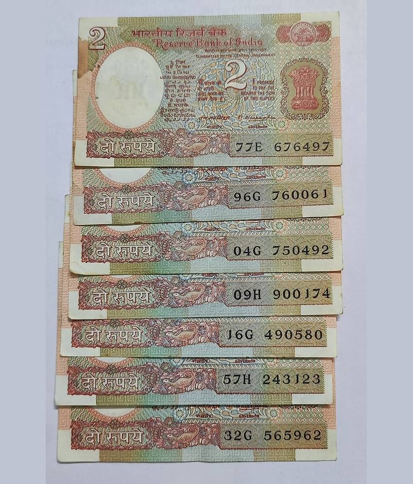 Most Rare 2 Rupee Satellite 7 Notes Signed By M Nanasinham