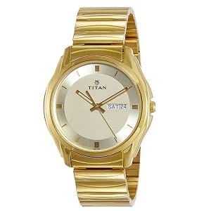 STYLISH TITAN ANALOG WATCH WITH DAY & DATE - GOLDEN Dial Size: 38