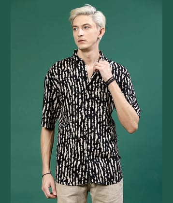 Rigo Rayon Slim Fit Printed Half Sleeves Men's Casual Shirt - Black ( Pack of 1 )