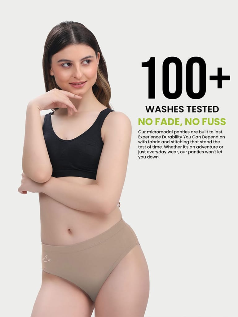 Freecultr Women’s Micromodal Mid-Rise Hipster | Super Soft & Breathable Fabric | Medium Rear Coverage | Comfortable Stretch Elastic | Pack of 3 |Color - Avocado Green,Clay,Pink