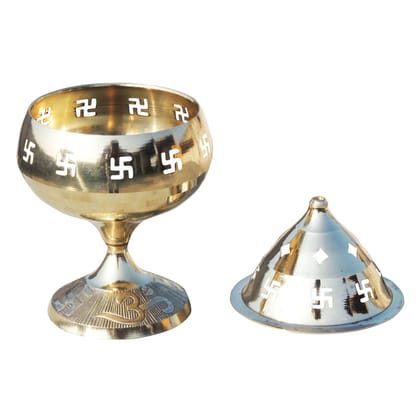 Brass Table Decor Oil Lamp Om Pakija Deepak  - Handcrafted Deepak for Home D�cor, Height : 7.5 Inch (ZMAS164 K)