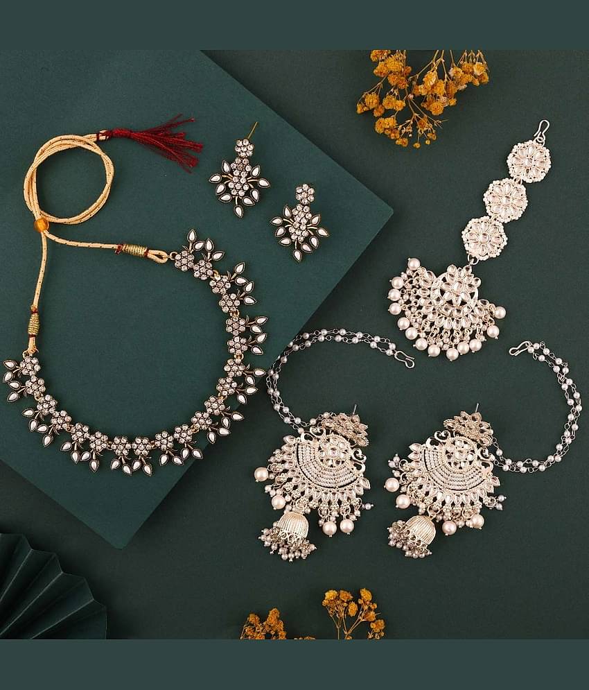 Lyriss Multicolor Brass Necklace Set ( Pack of 1 )