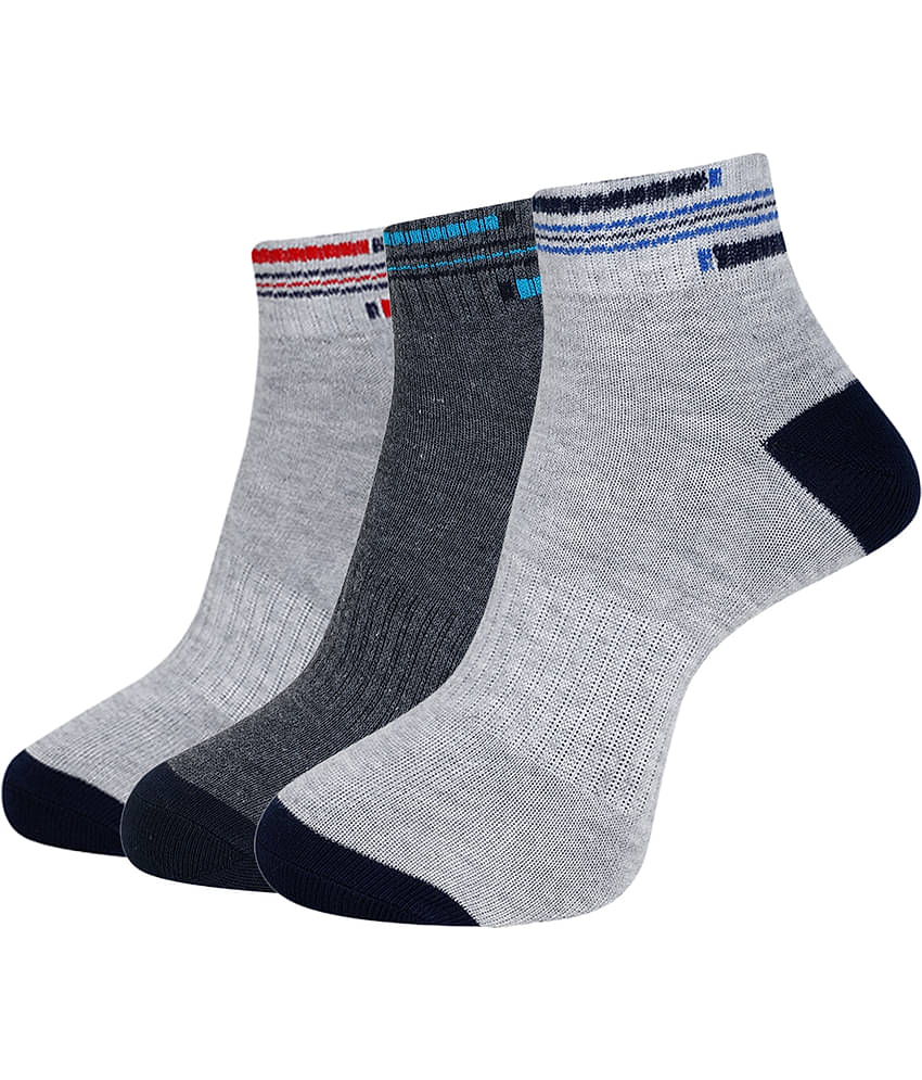 Dollar Cotton Blend Men's Colorblock Black Ankle Length Socks ( Pack of 3 )
