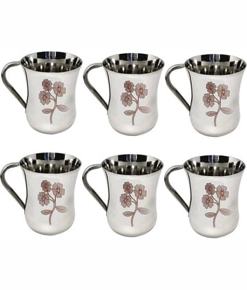 SF - Steel Self Stirring Tea Cup 150 ml ( Pack of 6 )
