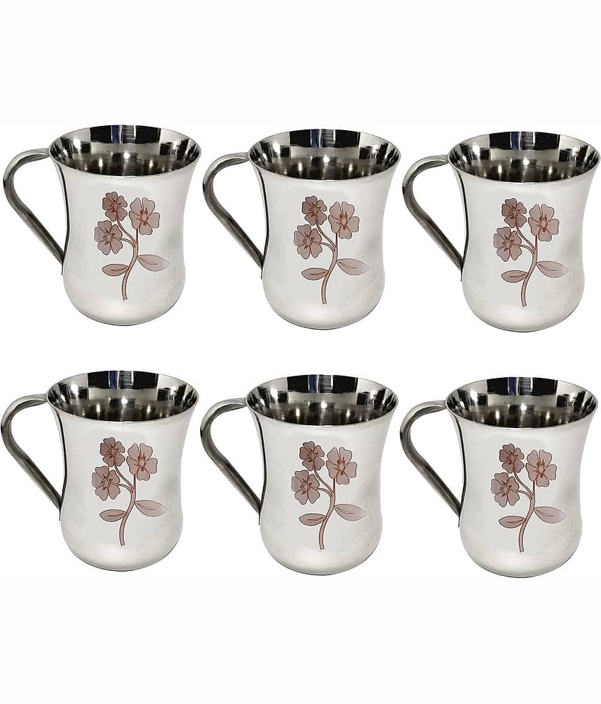SF - Steel Self Stirring Tea Cup 150 ml ( Pack of 6 )
