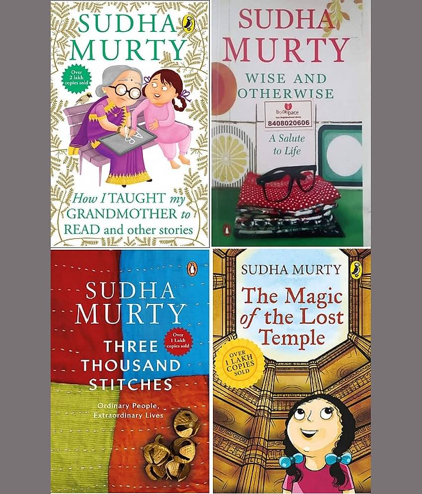 Sudha Murty 4 Books Combo: Wise and Otherwise + The Magic of lost Temple + How i taught my grandmother to read + Three Thousands Stitches