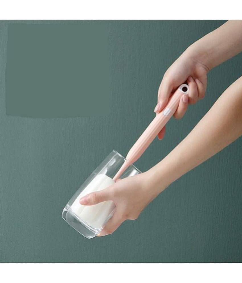 BLUE HOME AND KITCHEN Silicone Bottle Cleaning Foam Brush with Plastic Handle
