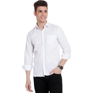 Baleshwar Mens White Slim Fit Casual Shirt (Pack of 1)