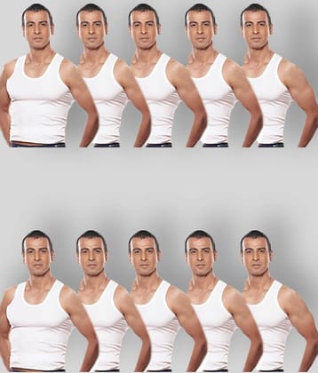 Rupa - White Cotton Men's Vest ( Pack of 10 )