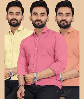 ALY JH0N Cotton Regular Fit Full Sleeves Men's Formal Shirt - Multicolor 8 ( Pack of 3 )