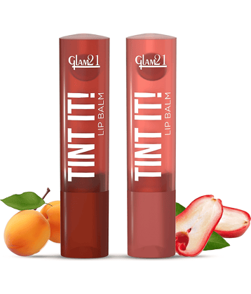Glam21 Tint It Lipbalm Everyday Hydration With Spf15 & Vit-E | Shea Butter Avocado Oil Rose Apple & Apricot Pack Of: 2, 7 G