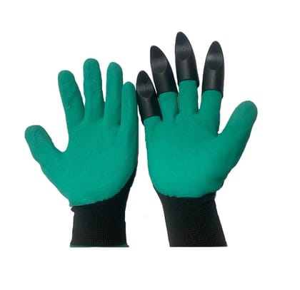 NSC Garden Gloves with Claws for Digging & Planting (Unisex, Green)