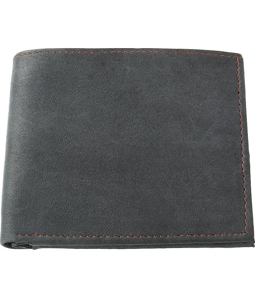 Clock21 - Black Leather Men's Two Fold Wallet ( Pack of 1 )