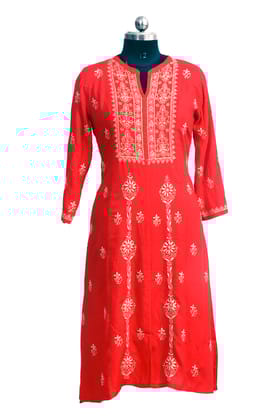 Rayon Prince Cut Kurti - Red Rayon Prince Cut Kurti - Red